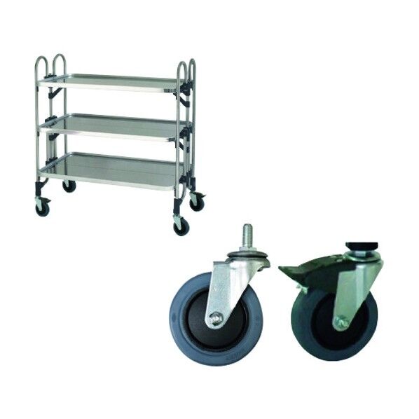 ステンレス パンチング折りたたみ式ワゴン 静かなキャスター仕様 FEOPW-3SE 1点