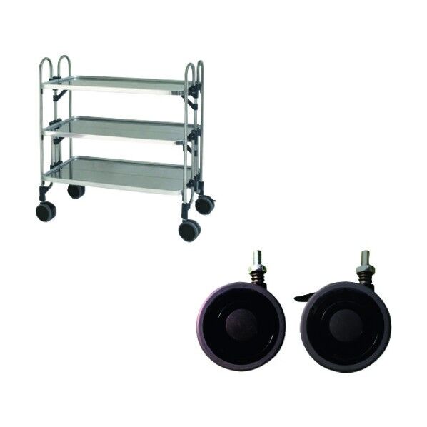 ステンレス パンチング折りたたみ式ワゴン 振動吸収キャスター FEOPW-3SP 1点