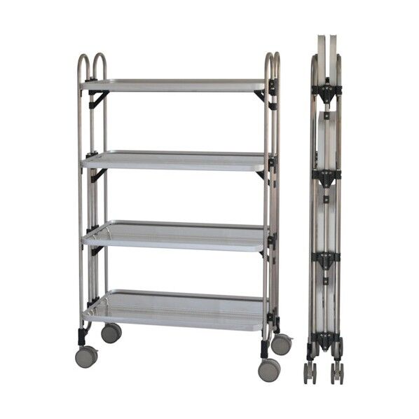 ステンレス パンチング折りたたみ式ワゴン FEOPW-4 1点