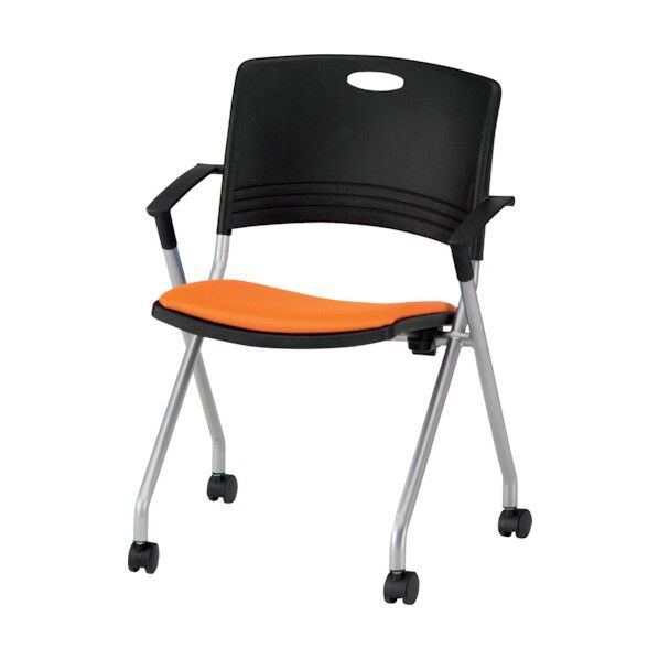 TOKIO ミーティングチェア(スタッキング)肘付 布 オレンジ FNC-K5A-OR 1個