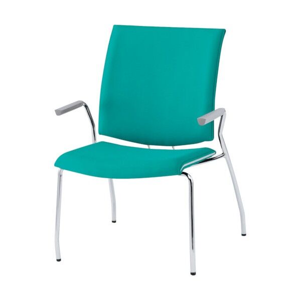 ミーティングチェア 4本脚肘付 クリアグリーン FMP-4A CGN 1点