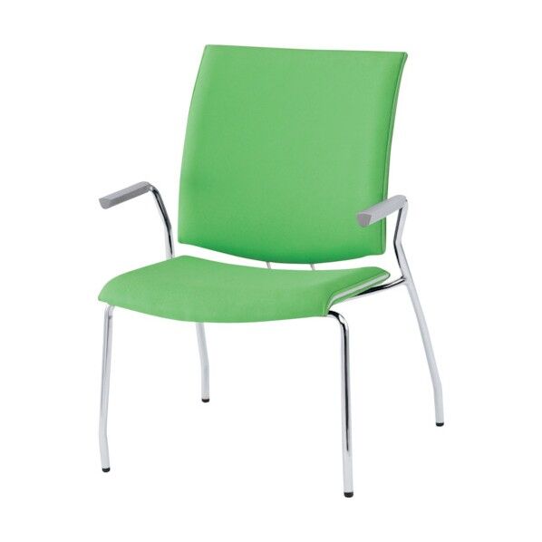ミーティングチェア 4本脚肘付 ライトグリーン FMP-4A LGN 1点