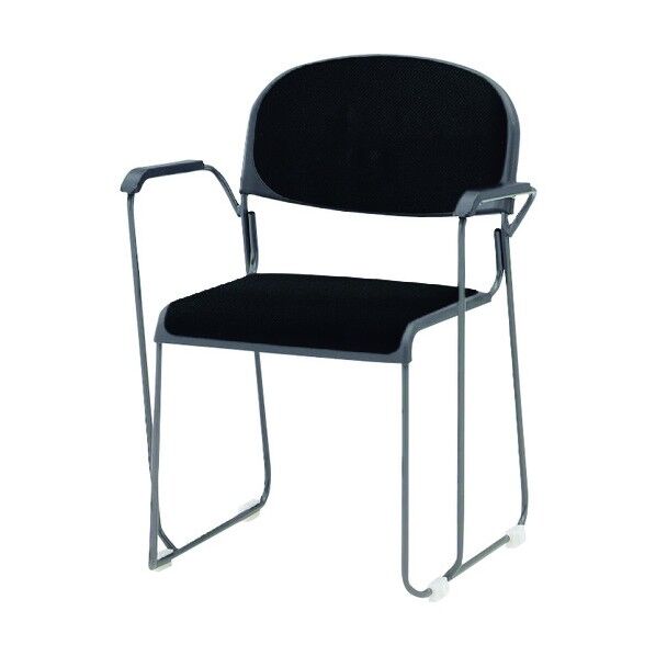 ミーティングチェア 塗装脚肘付 布張り