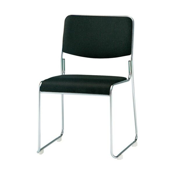 ミーティングチェア メッキ脚肘なし 布張り