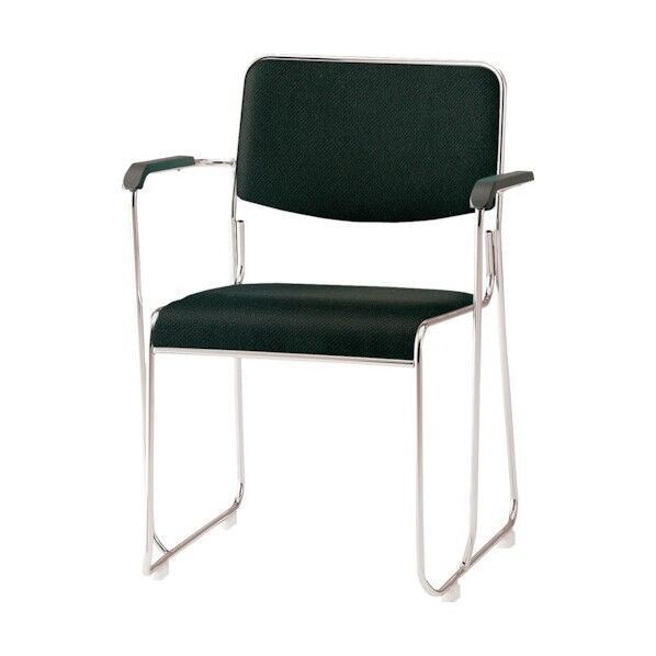 ミーティングチェア ステンレス脚肘付 布張り