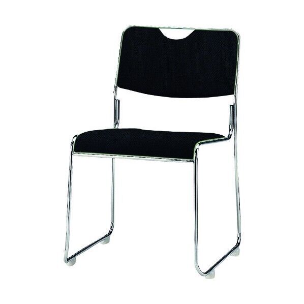 ミーティングチェア メッキ脚肘なし 布張り