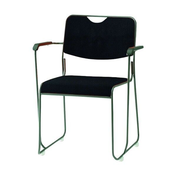 ミーティングチェア 塗装脚肘付 布張り