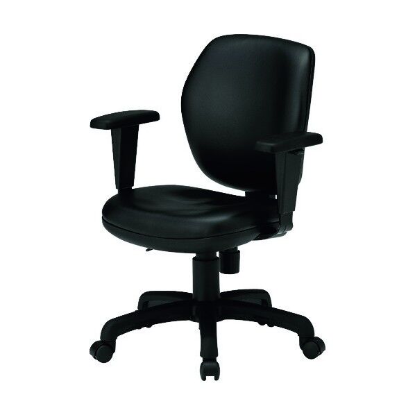 オフィスチェア FST-77 T型肘付(レザー張リ) レザー張リ ブラック FST-77ATLBK 1点