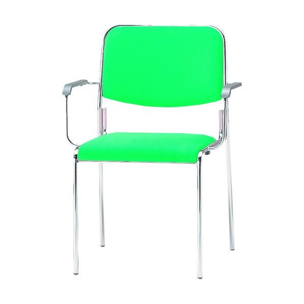 ミーティングチェア 4本脚肘付 クリアグリーン FSX-4A-CGN 1点