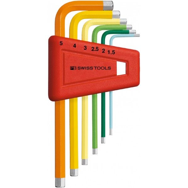 ホルダー付レンチセット(パックナシ) レインボー 1.5・2・2.5・3・4・5 210.H-5RB 6本セット