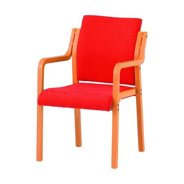 木製スタッキングチェア 肘付き FVM-6A Fカーマインレッド FVM-6A-FCRD 1点