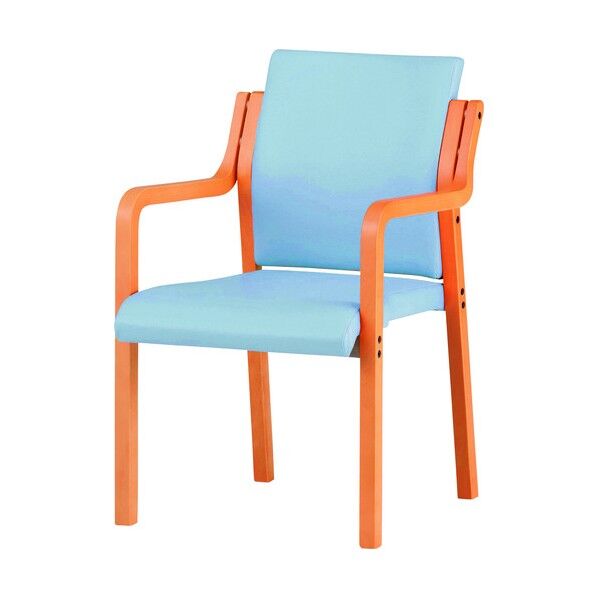 木製スタッキングチェア 肘付き FVM-6AL ライトブルー FVM-6AL-LBL 1点