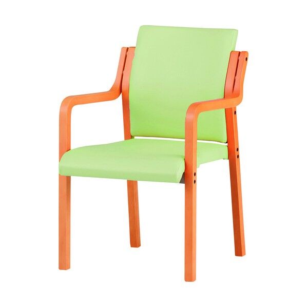 木製スタッキングチェア 肘付き FVM-6AL リーフグリーン FVM-6AL-LGE 1点