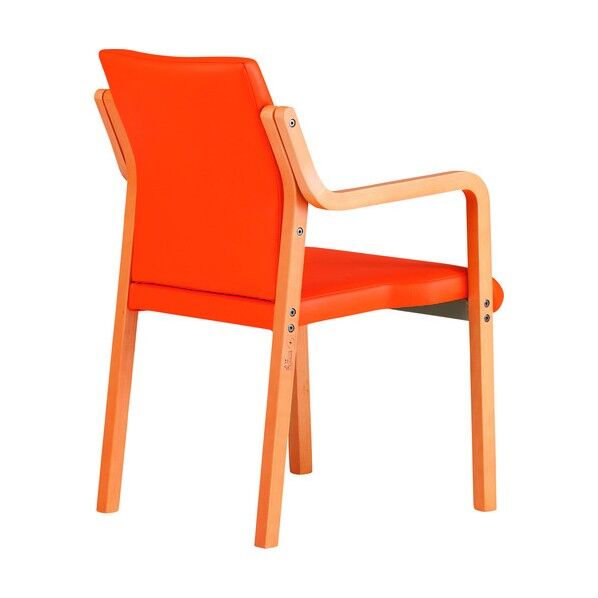 木製スタッキングチェア 肘付き FVM-6AL マンダリンオレンジ FVM-6AL-MOR 1点