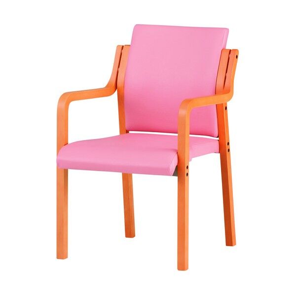 木製スタッキングチェア 肘付き FVM-6AL パステルピンク FVM-6AL-PP 1点