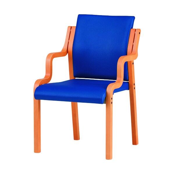 木製スタッキングチェア 肘付き FVM-7AL インディゴブルー FVM-7AL-IB 1点