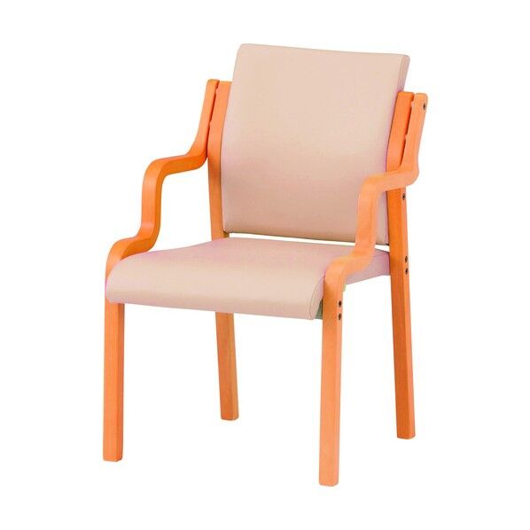 木製スタッキングチェア 肘付き FVM-7AL ライトベージュ FVM-7AL-LBG 1点