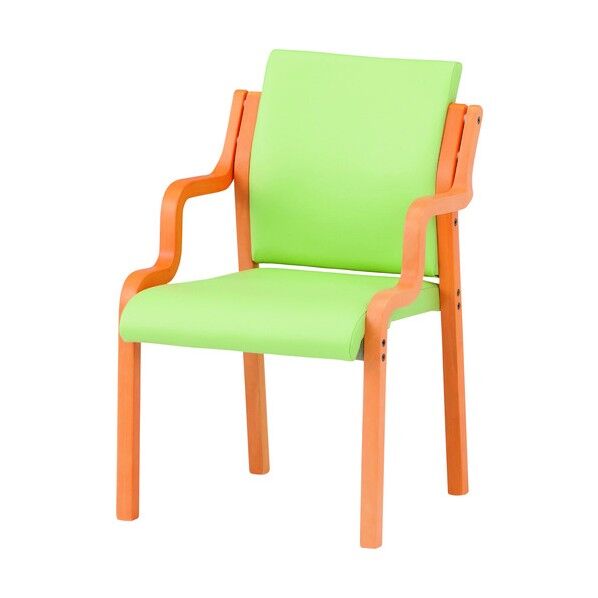 木製スタッキングチェア 肘付き FVM-7AL リーフグリーン FVM-7AL-LGE 1点
