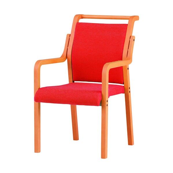 木製スタッキングチェア 肘付き FVM-8A Fカーマインレッド FVM-8A-FCRD 1点