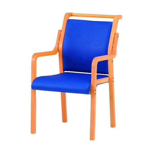 木製スタッキングチェア 肘付き FVM-8AL インディゴブルー FVM-8AL-IB 1点