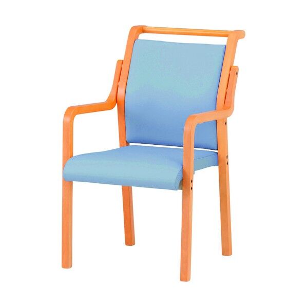 木製スタッキングチェア 肘付き FVM-8AL ライトブルー FVM-8AL-LBL 1点
