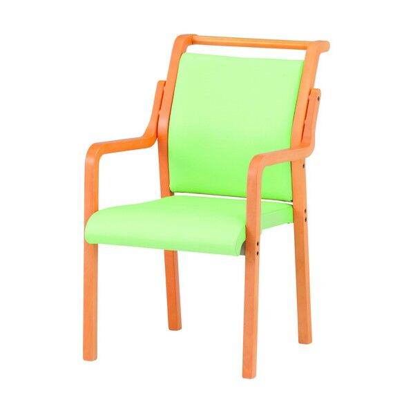 木製スタッキングチェア 肘付き FVM-8AL リーフグリーン FVM-8AL-LGE 1点