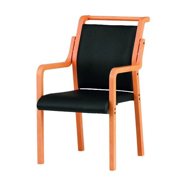 木製スタッキングチェア 肘付き FVM-8AL ネオブラック FVM-8AL-NBK 1点