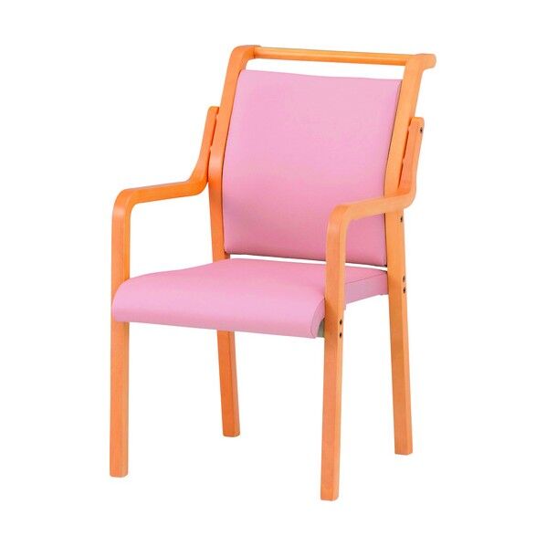 木製スタッキングチェア 肘付き FVM-8AL パステルピンク FVM-8AL-PP 1点