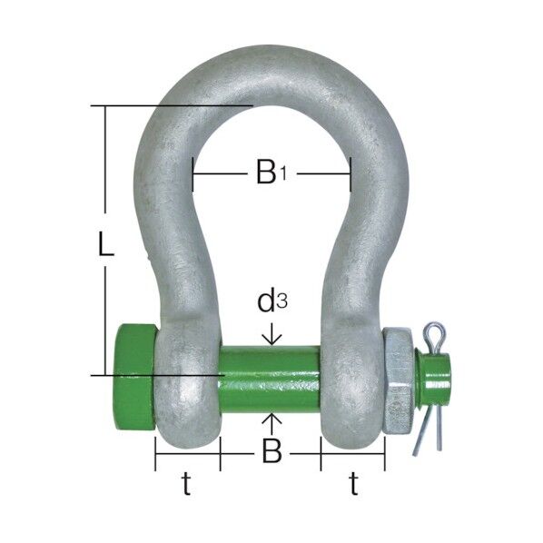 グリーンピンシャックル (バウ形) ボルトタイプ
