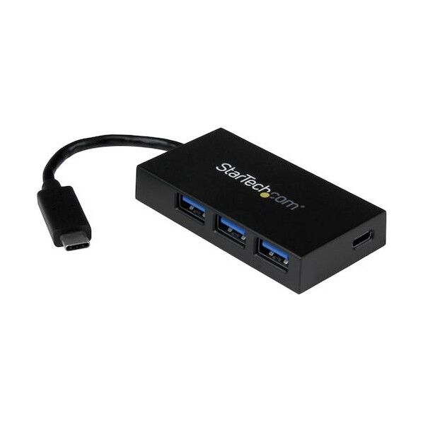 【法人専用品】USBハブ/USB3.0/USB-C-3xA+1xC/バスパワー/TB3互換 ブラック 長さ75mm×幅40mm×高さ13mm HB30C3A1CFB 1個