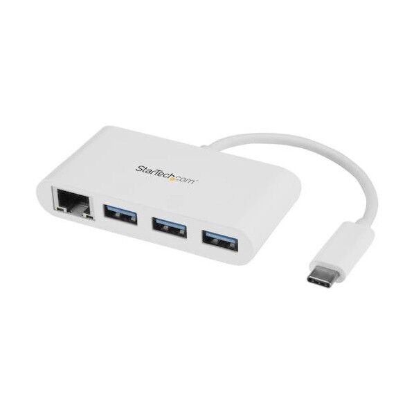 USBハブ/USB 3.0/USB-C - 3x USB-A/LAN/バスパワー/ホワイト HB30C3A1GEA 1個