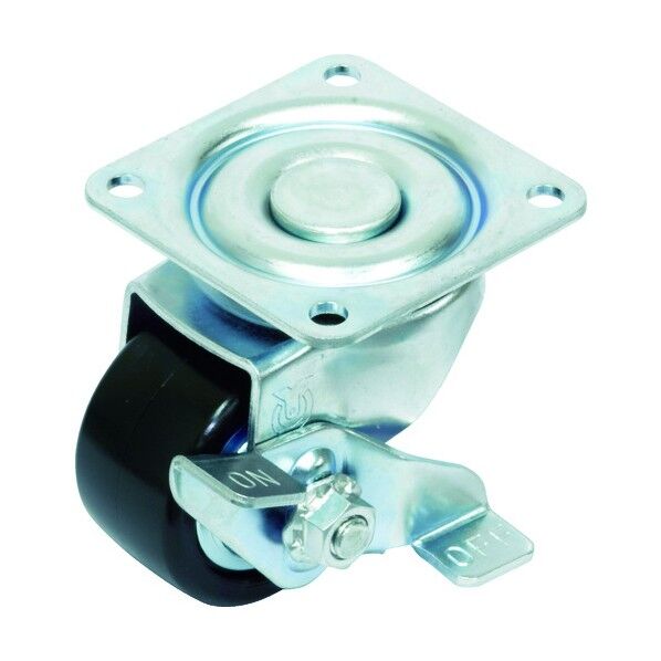 プレート式低床式重荷重用キャスター(強化ナイロン車) 自在ストッパー付