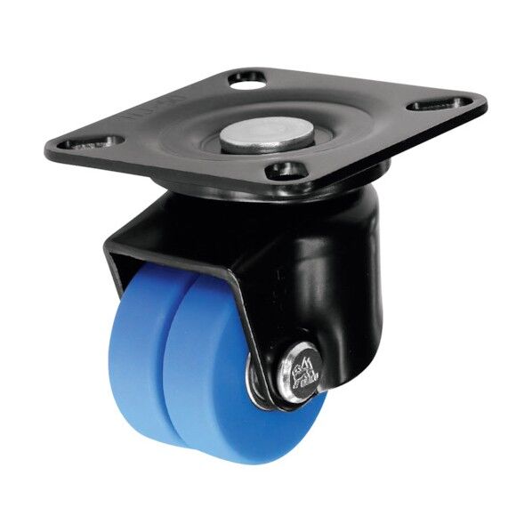 低床重荷重用双輪キャスター 50径 自在 MC車輪 焼付ブラック