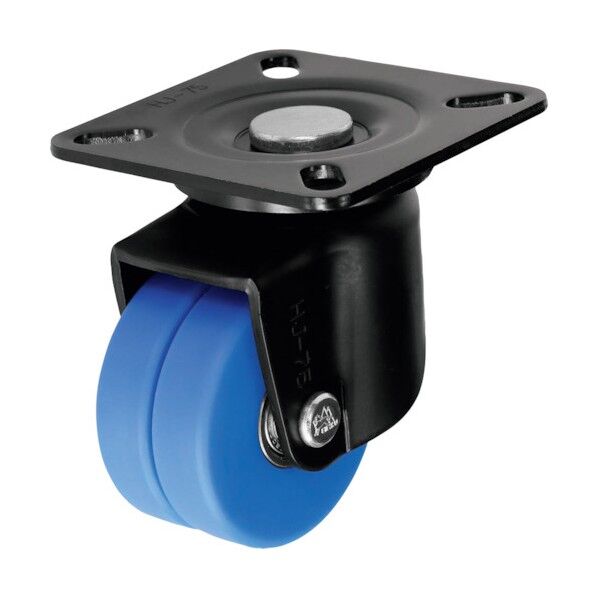 低床重荷重用双輪キャスター 75径 自在 MC車輪 焼付ブラック