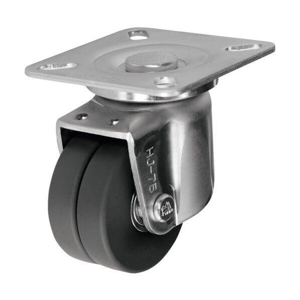 低床重荷重用双輪キャスター 75径 自在 MCMO車輪 三価クロメート