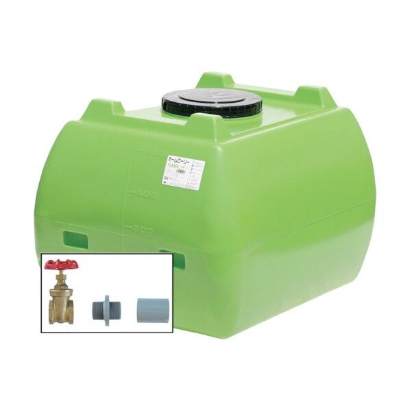 ホームローリータンク500(フタ含む)ドレンバルブセット(40A)付 グリーン HLT-500(GN)+VALVE-SET40A 1点