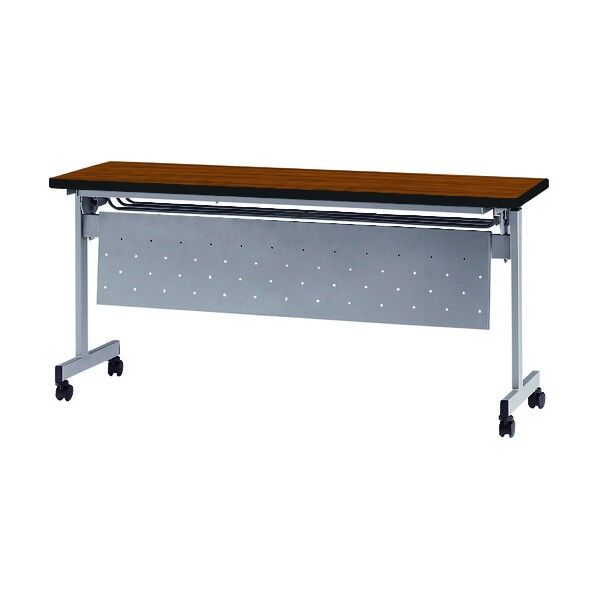 天板跳上式スタックテーブル(パネル付) 1500×450mm 天板色:チーク HSN-1545P-T 1点
