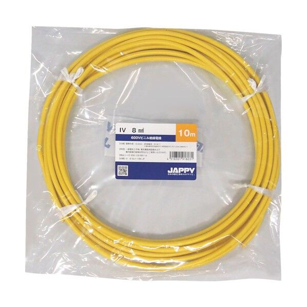 ビニル絶縁電線 IV 8 SQ YEL 50M JP 1点
