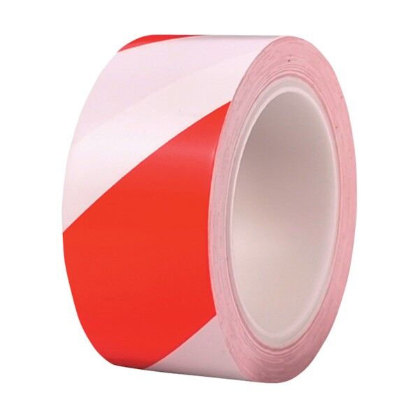 厚手PVCラインテープ 50mm×22m 赤/白 J2352-R/W 1点