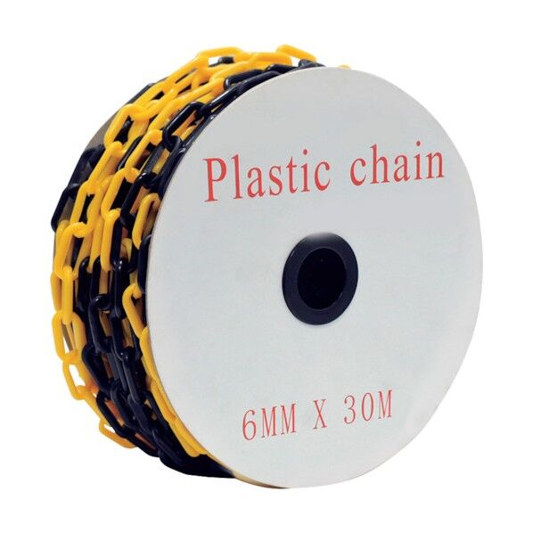 強化プラスチックチェーン 黄/黒 トラチェーン 30m J2437-30 1点