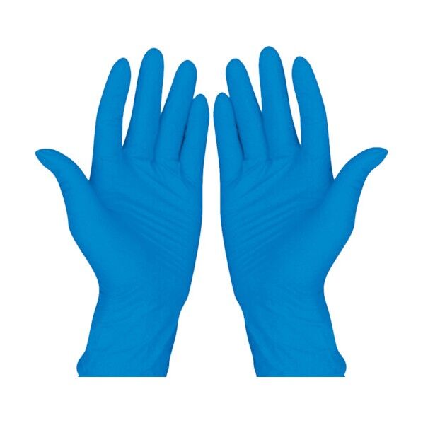 ニトリル使い捨て手袋粉無し Lサイズ(幅約103-112mm) 厚さ約0.10mm(指先) 1ケース10箱 ブルー J2450C-L 10箱
