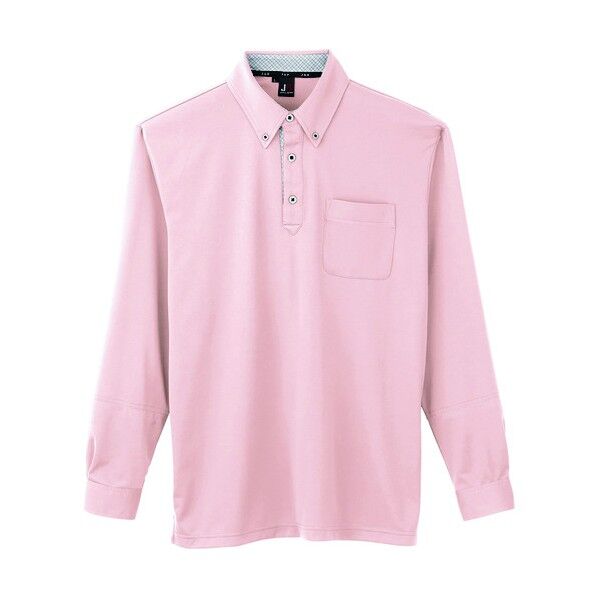 汗ジミ防止長袖ポロシャツ ピンク色 XLサイズ JB55171-18-XL 1点