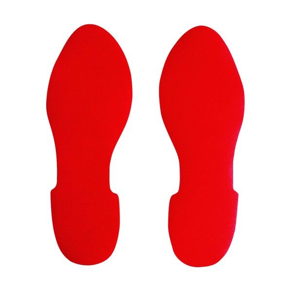 5Sフロア表示ステッカー 足型 280×100mm 赤 (左右1対) J1002 2枚