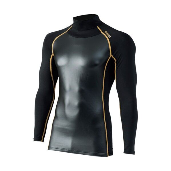 おたふく BT防風パワーストレッチ ハイネックシャツ ブラック/イエロー