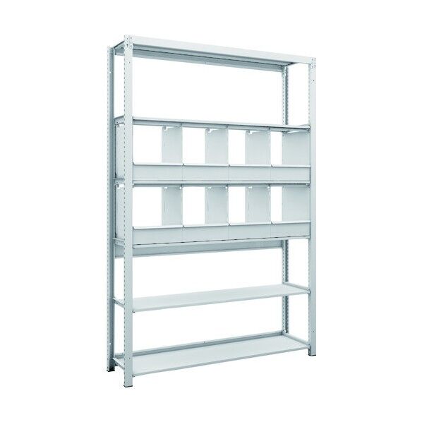 K1型抗菌塗装高密度収納棚 H1900XW1250XD325 6段 仕切りトレ-8個付 K1-6436D8 1点