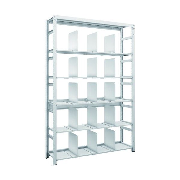 K1型抗菌塗装高密度収納棚 H1900XW1250XD325 6段 移動仕切板15枚付 K1-6436P15 1点