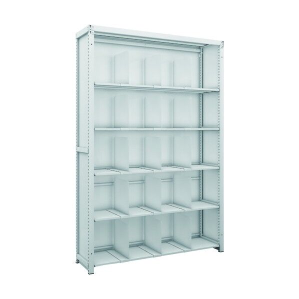 K1型抗菌塗装高密度収納棚 背板・側板付 H1900XW1250XD325 6段 移動仕切板15枚付 K1-6436P15SG 1点