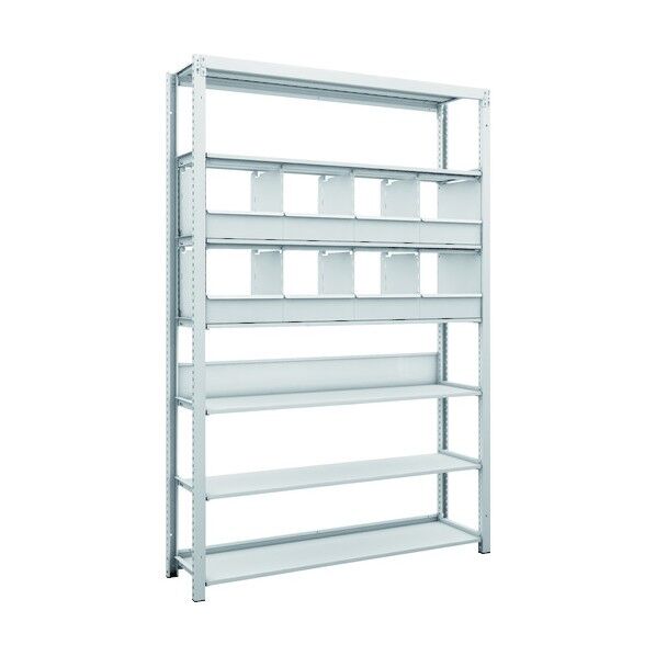 K1型抗菌塗装高密度収納棚 H1900XW1250XD325 7段 仕切りトレ-8個付 K1-6437C8 1点