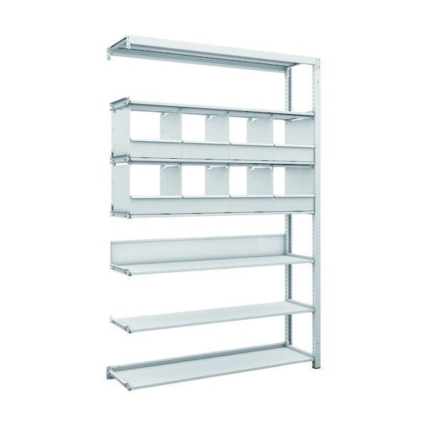 K1型抗菌塗装高密度収納棚 H1900XW1250XD325 7段 仕切りトレ-8個付 連結型 K1-6437C8B 1点