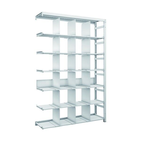 K1型抗菌塗装高密度収納棚 H1900XW1250XD325 7段 移動仕切18枚付 連結型 K1-6437P18B 1点